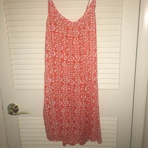 hawaiian orange patterned sun dress